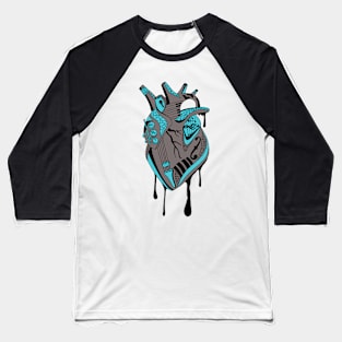 Blue Grey Musical Heart Baseball T-Shirt